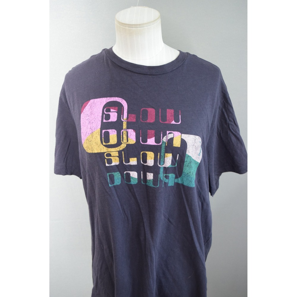 Isabel Marant Etoile Zewell Tee XL Navy Blue Slow Down Graphic Cotton Shirt SS